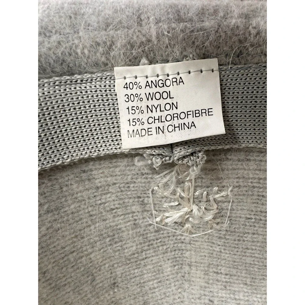 New Capelli Women's Angora Wool Blend Gray Fedora Hat Snowflakes Hand Made Warm